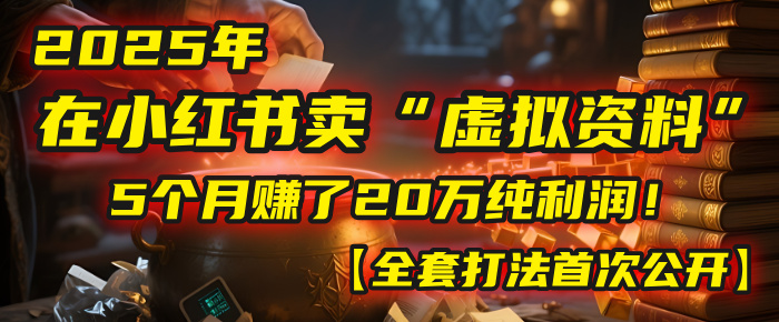 2025年在小红书卖“虚拟资料”，5个月赚了20万纯利润！