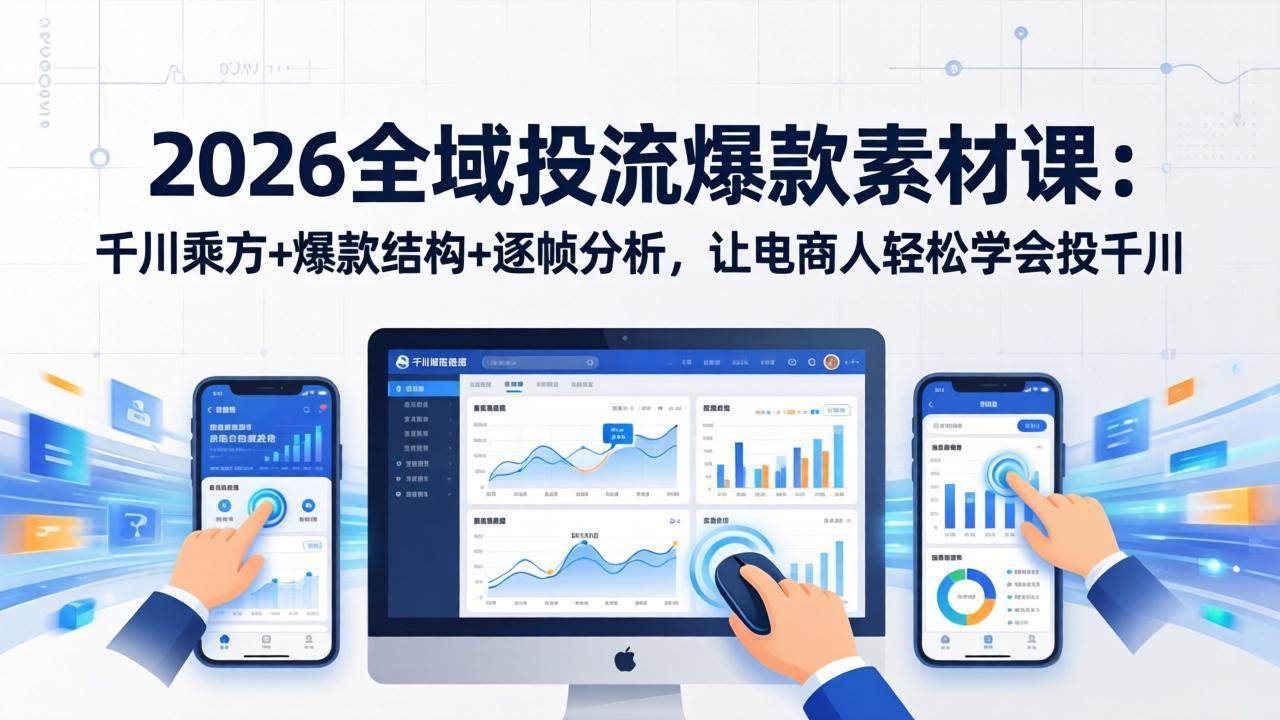 （17705期）2026全域投流爆款素材课：千川乘方+爆款结构+逐帧分析，让电商人轻松学会投千川