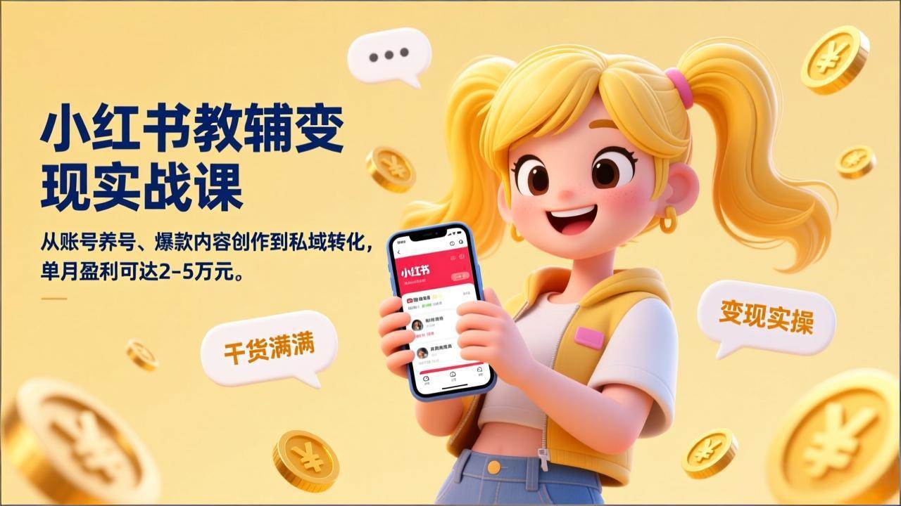 (17334期)小红书教辅变现实战课,从账号养号、爆款内容创作到私域转化,单月盈利可达2-5万元 (17334期)小红书教辅变现实战课,从账号养号、爆款内容创作到私域转化,单月盈利可达2-5万元