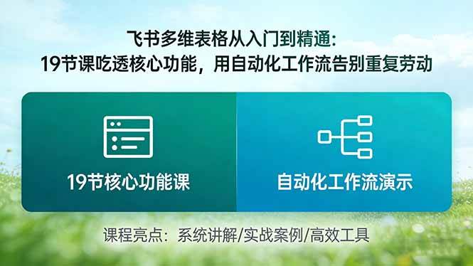 （17634期）飞书多维表格从入门到精通：19节课吃透核心功能，用自动化工作流告别重复劳动