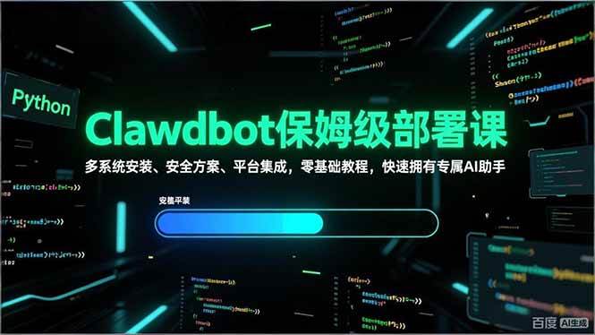 (17343期)Clawdbot保姆级部署课,多系统安装、安全方案、平台集成,零基础教程,快速拥有专属AI助手 (17343期)Clawdbot保姆级部署课,多系统安装、安全方案、平台集成,零基础教程,快速拥有专属AI助手