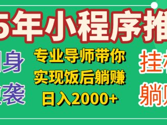 25年小白翻身逆袭项目，小程序挂机推广，轻松躺赚2000+