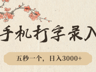 手机打字录入，五秒一个，日入3000➕，收益无上限