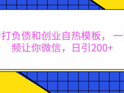 外面卖1980元的。抖音打负债和创业自热模板， 一套视频让你微信，日引200+