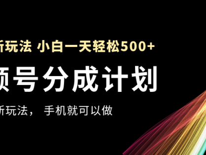 视频号分成计划，全网最暴力玩法，新手一天也能轻松500+