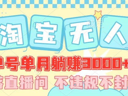 最新淘宝无人，单号单月躺赚3000+，真正的日不落直播间，不违规不封号，可放大适合小白