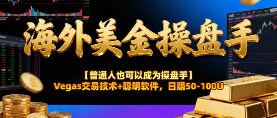 海外美金操盘手技术【普通人也可以成为操盘手】Vegas交易技术+聪明软件，日赚50-100U