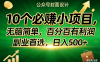 （17694期）10个必赚小项目，无脑简单，百分百有利润，副业首选，日入400+