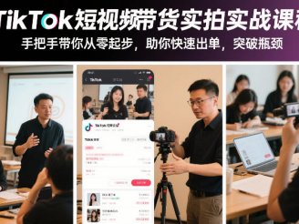 TikTok短视频带货实拍实战课程,手把手带你从零起步,助你快速出单,突破瓶颈