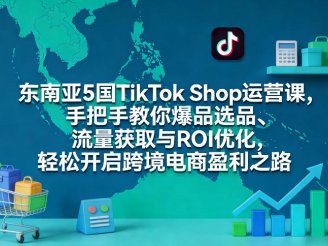 东南亚5国TikTok Shop运营课，手把手教你爆品选品、流量获取与ROI优化，轻松开启跨境电商盈利之路