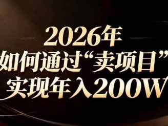 (17309期)站在2026年的十字路口:一个普通人如何通过卖项目实现年入200万