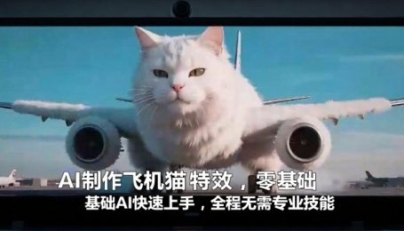 AI制作飞机猫特效，零基础AI快速上手，全程无需专业技能