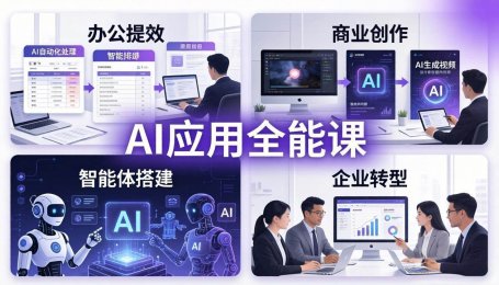 （18042期）AIGC 应用师全能课-更新：办公提效、商业创作、智能体搭建、企业转型，一站式学会AI应用