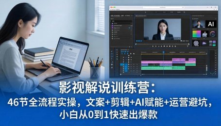 （18053期）影视解说特训营：46节全流程实操，文案+剪辑+AI赋能+运营避坑，小白从0到1快速出爆款