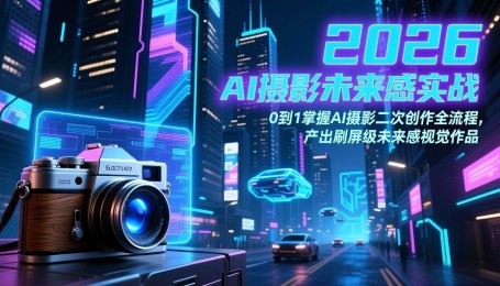 （17584期）2026 AI摄影未来感实战：0到1掌握AI摄影二次创作全流程，产出刷屏级未来感视觉作品