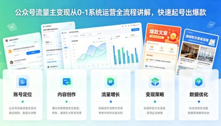 公众号流量主变现从0-1系统运营全流程讲解，快速起号出爆款