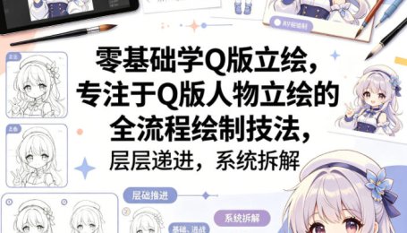 零基础学Q版立绘，专注于Q版人物立绘的全流程绘制技法，层层递进，系统拆解
